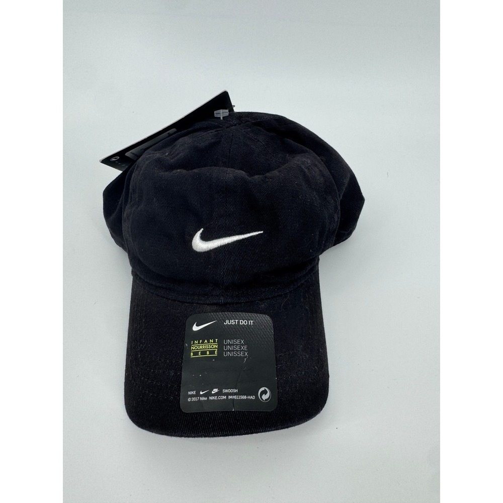 Nike Infant Unisex Black Baseball Cap Hat 12/24M Adjustable Swoosh Logo‎